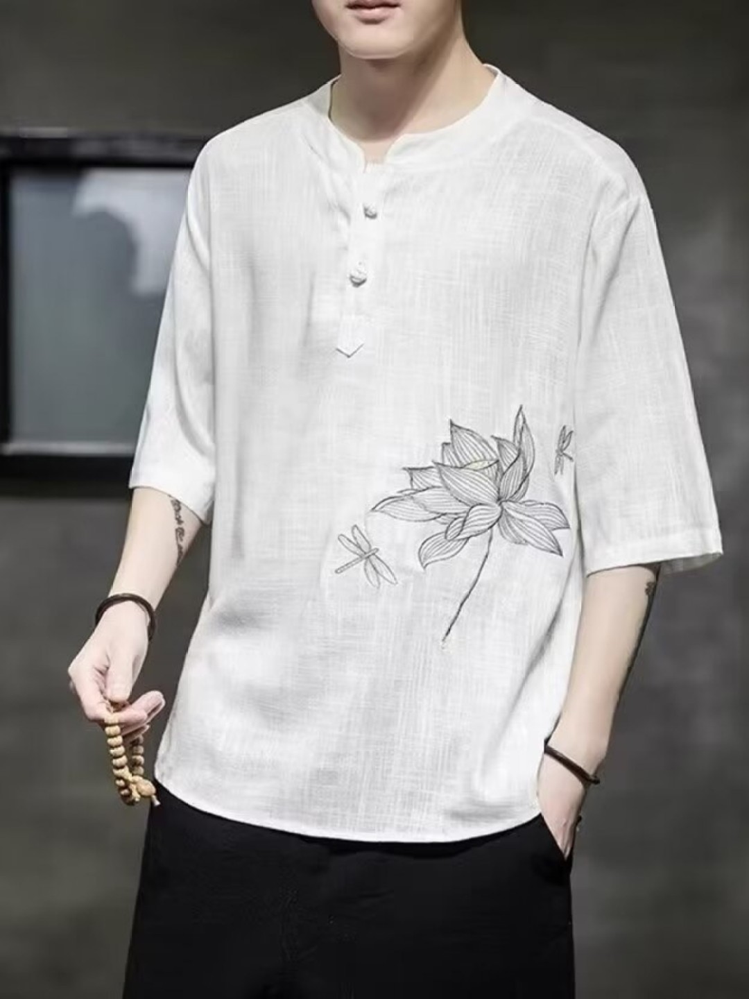 

StyleCast Men Henley Neck Bamboo T-shirt, White
