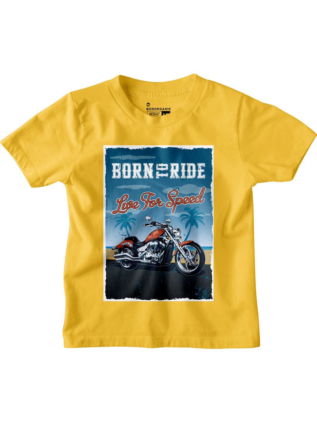 

BonOrganik Boys Graphic Printed Round Neck Cotton T-shirt, Yellow