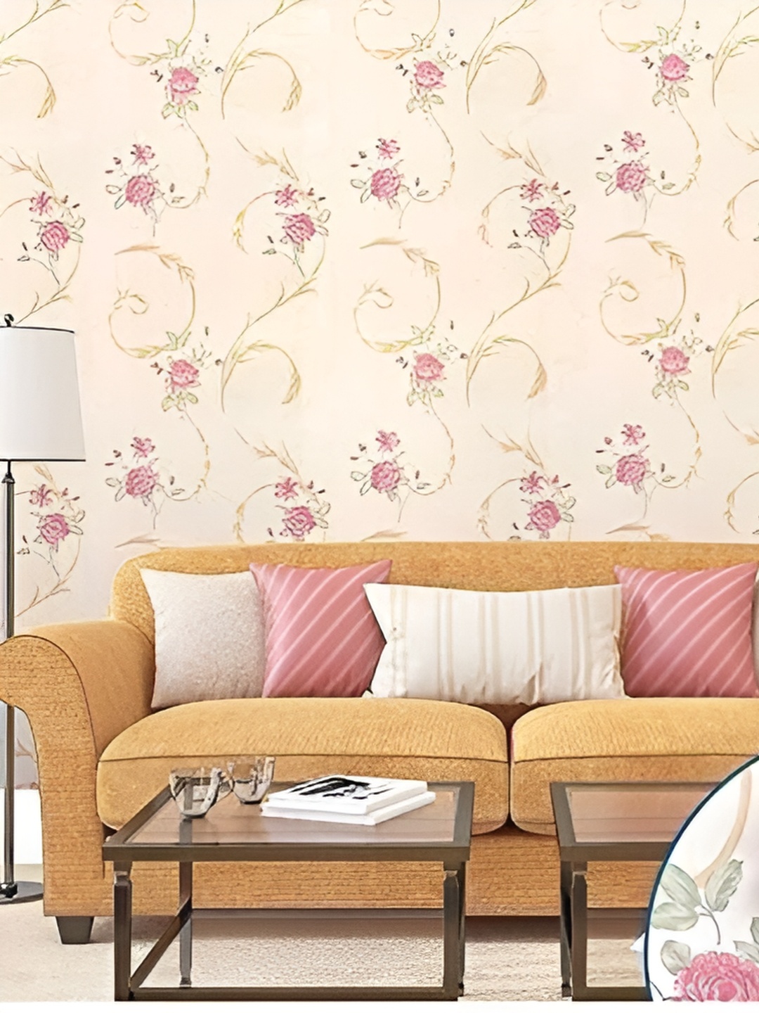 

ANNA CREATIONS Off White & Pink Printed Wall Sticker