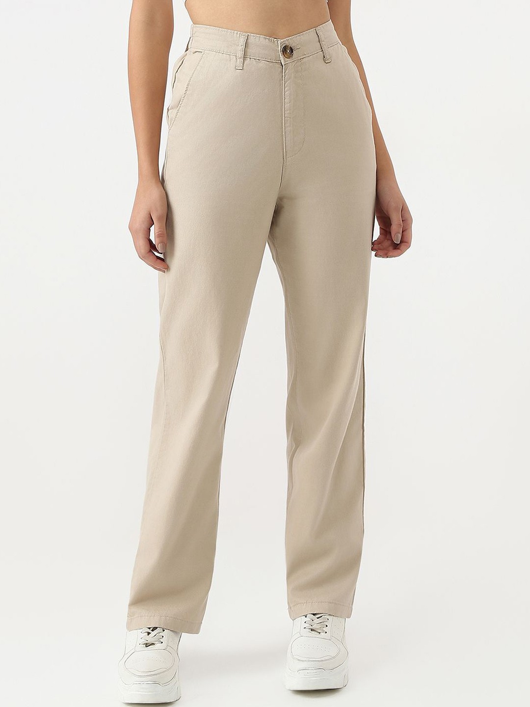

Kraus Jeans Women Loose Fit High-Rise Trousers, Off white