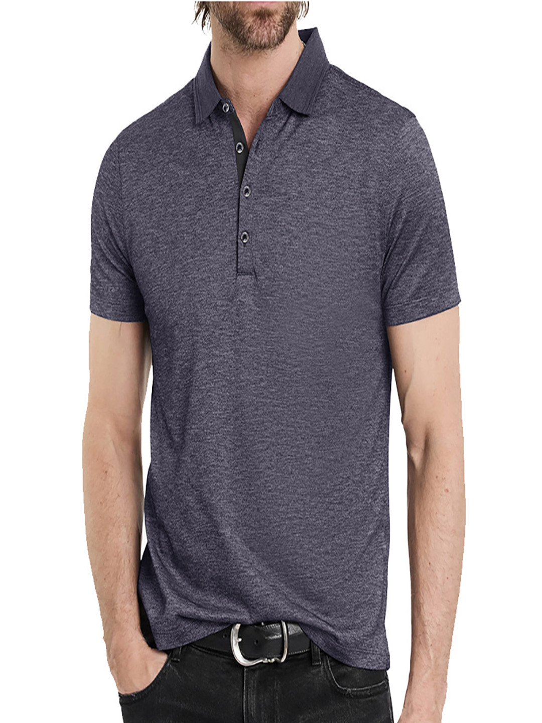 

StyleCast x Revolte Men Solid Polo Collar T-shirt, Navy blue