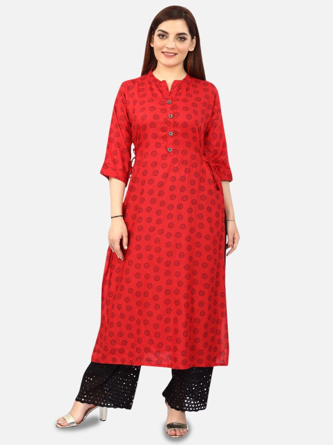 

Biyu Women Printed Straight Kurta, Red