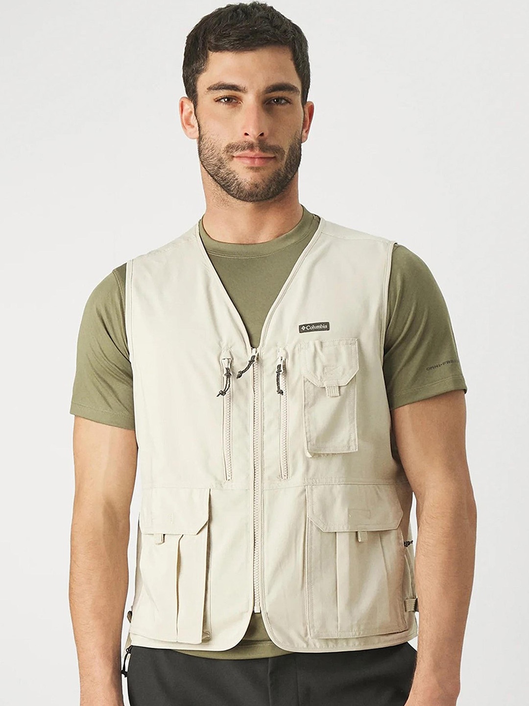 

Columbia Men Collarless Solid Casual Lightweight Gilet Jacket, Beige