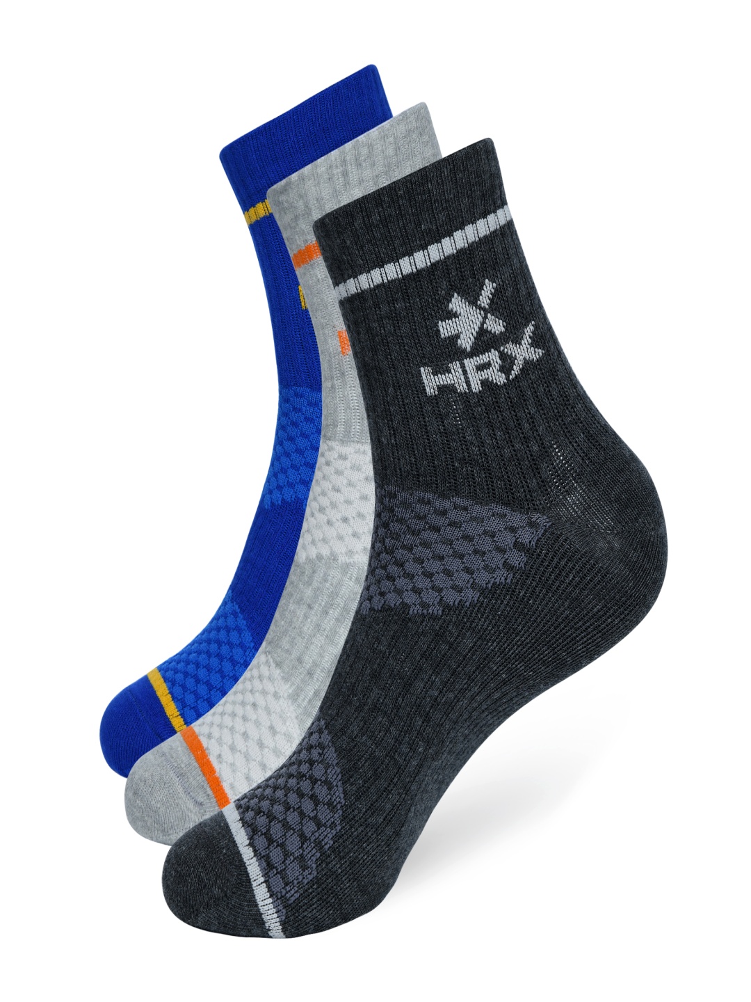 

HRX by Hrithik Roshan Men Pack of 3 Patterned Above Ankle-Length Socks, Blue