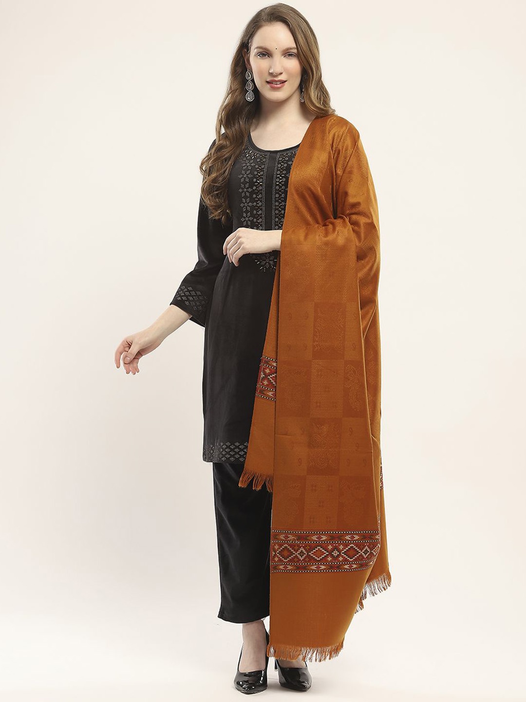 

Monte Carlo Self Design Acrylic Shawl, Mustard