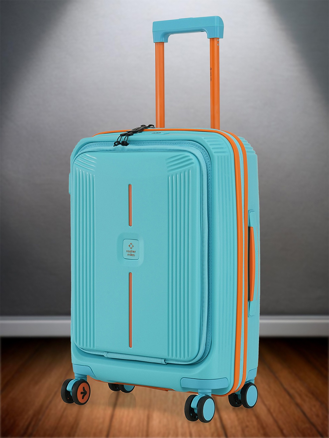 

Nasher Miles Alexandria Polypropylene Cabin Teal Peach Trolley Bag - 20 Inch (55 cm), Blue