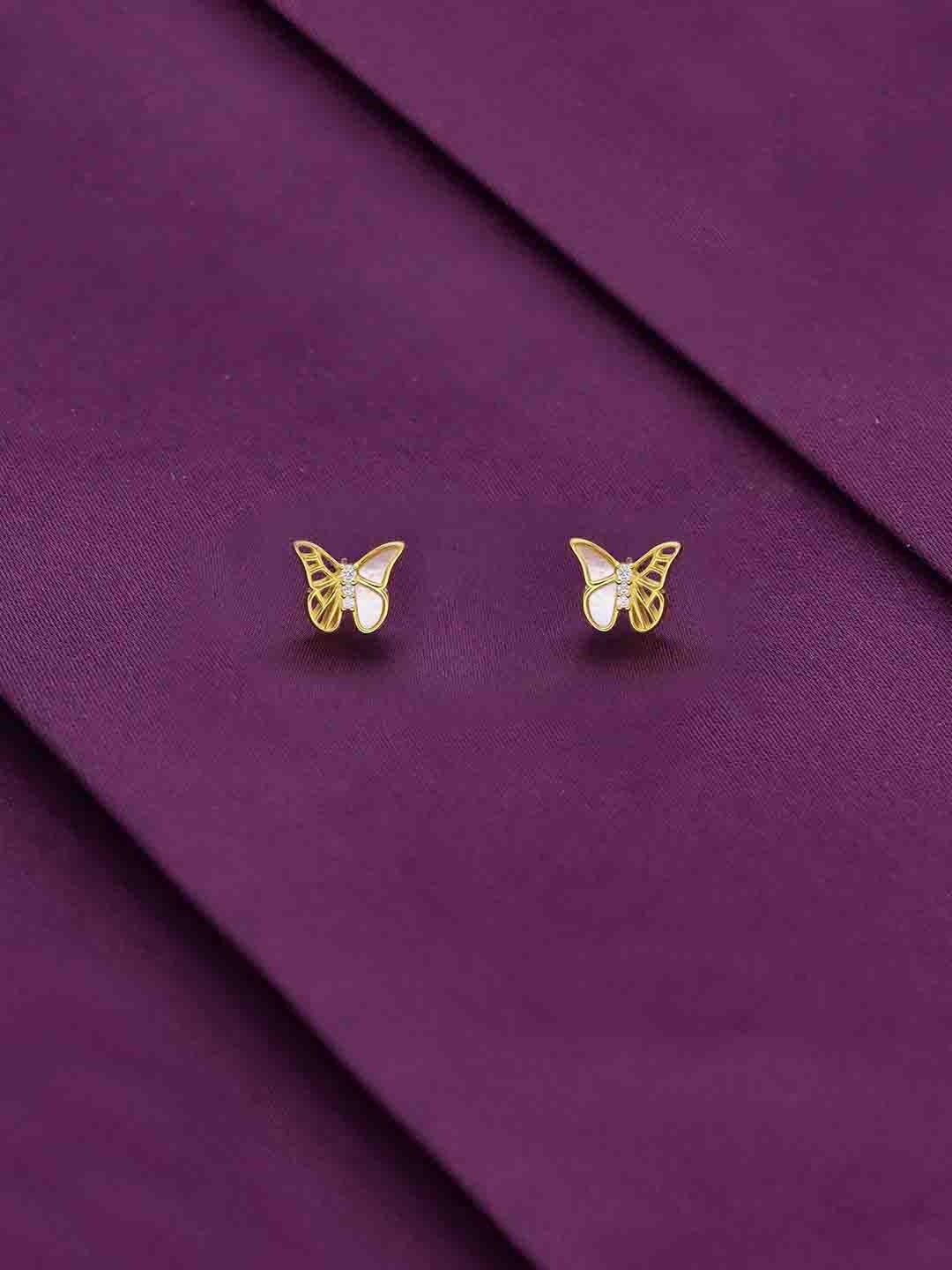 

KAI JEWEL 92.5 Sterling Silver Gold-Plated Cubic Zirconia Buterfly Minimalistic Studs