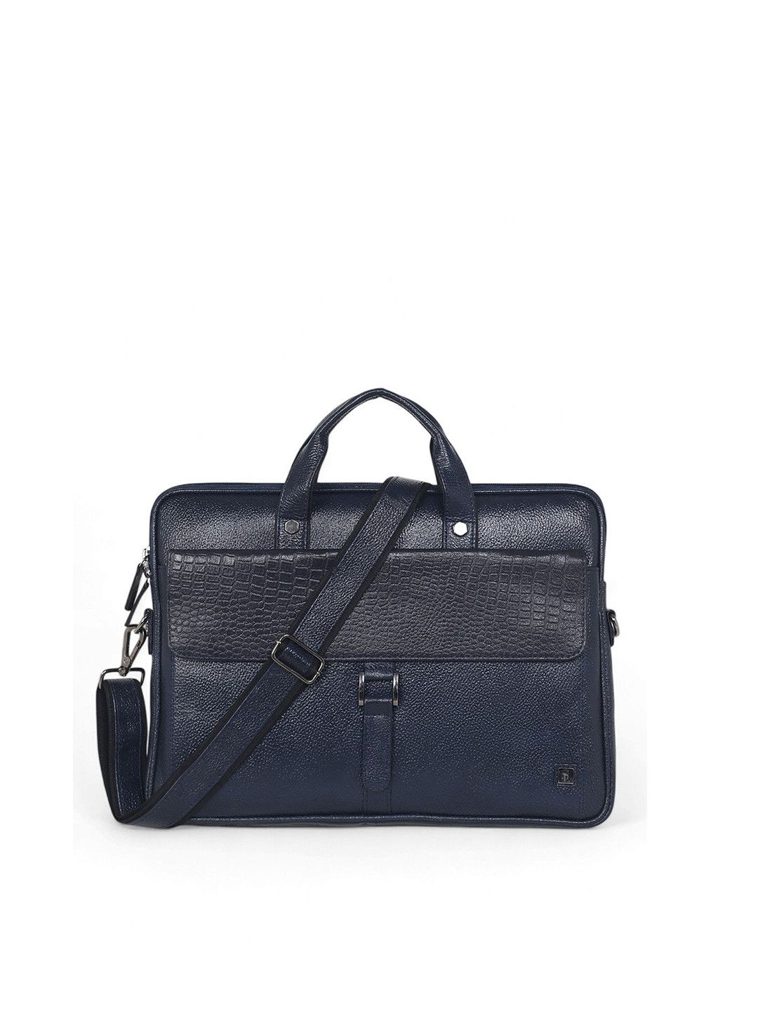 

Stamp Unisex Leather Laptop Bag, Blue