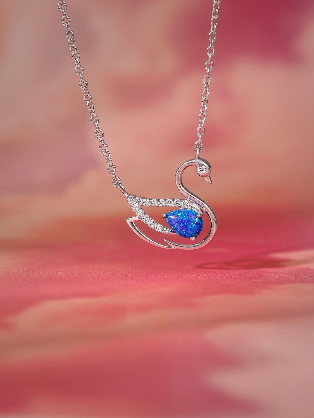

GIVA 925 Sterling Silver Rhodium-Plated Cubic Zirconia Studded Moonlit Drift Chain