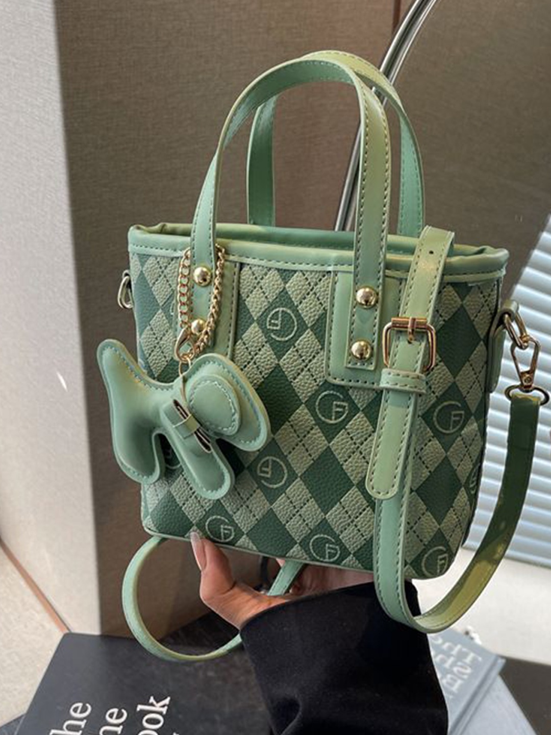 

StyleCast Women Textured Structured Handheld Bag, Green