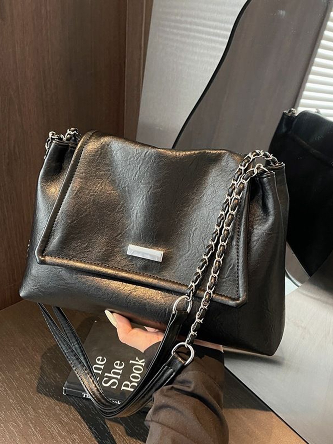 

StyleCast Women Textured Structured Sling Bag, Black