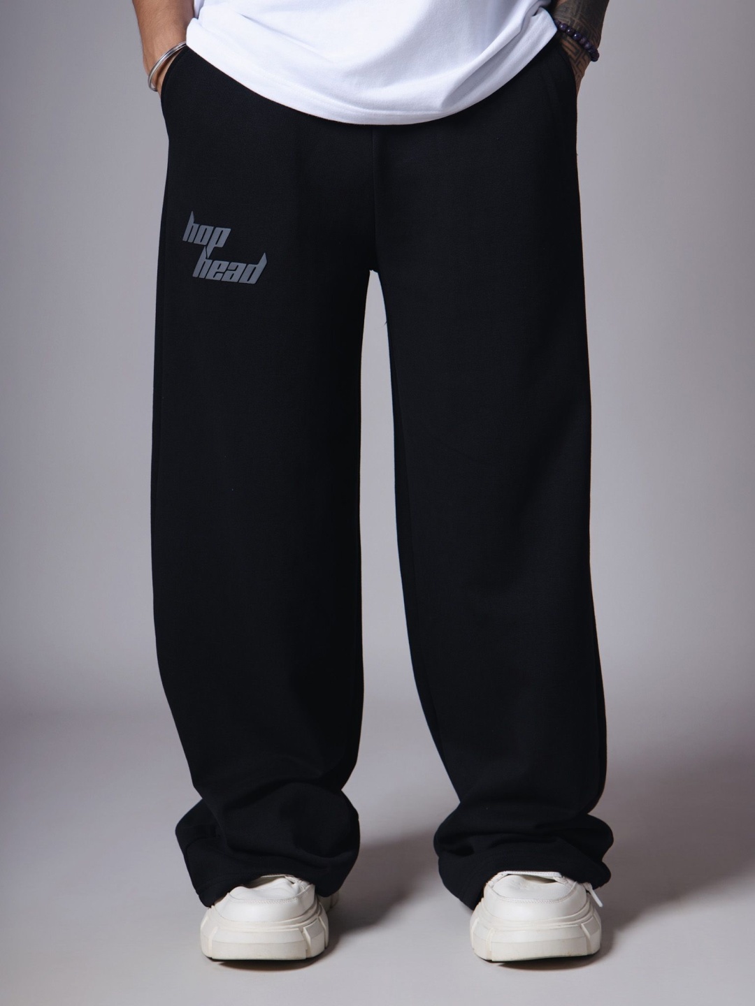 

HOP HEAD Brand Logo Printed Relaxed Fit Sweatpants, Black