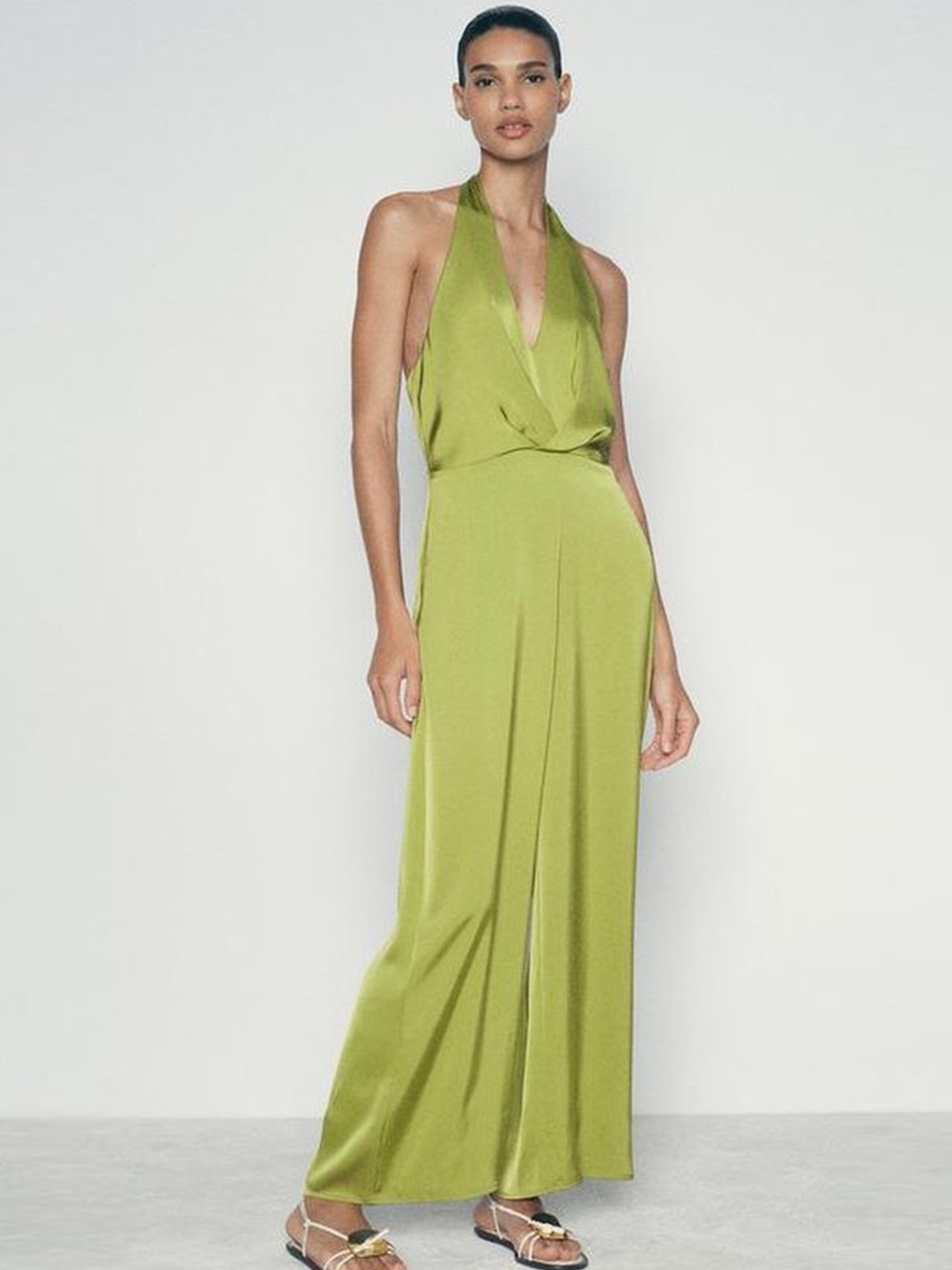 

LULU & SKY Women Halter Neck Basic Jumpsuit, Green