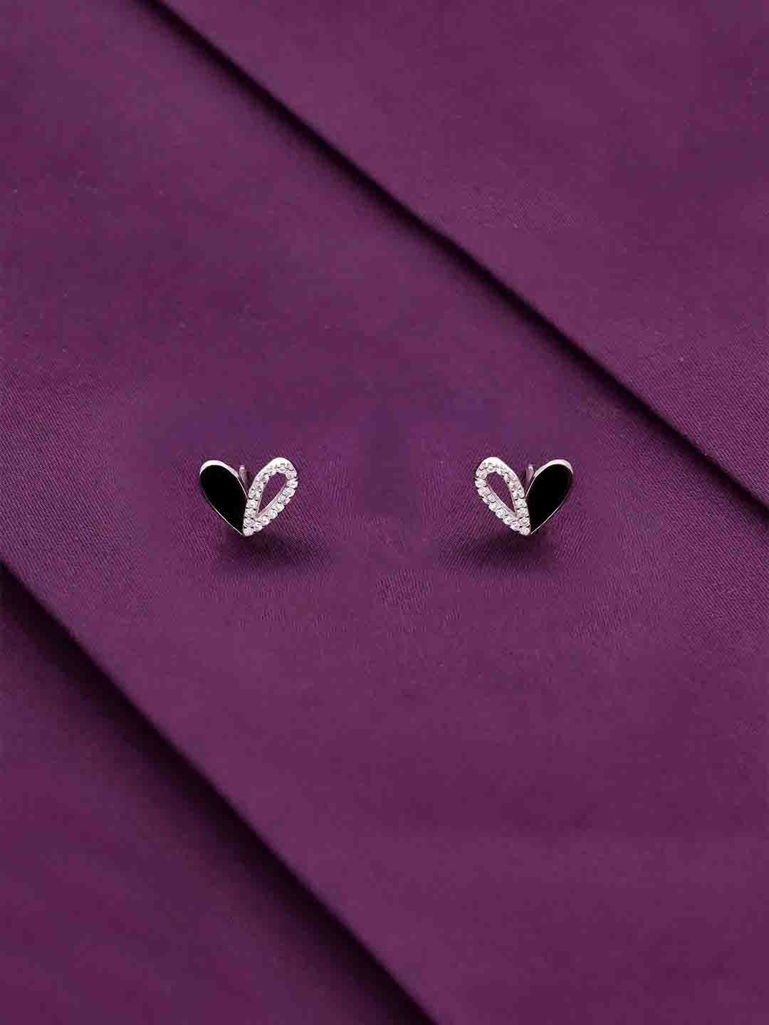 

KAI JEWEL 92.5 Sterling Silver Rhodium-Plated Cubic Zirconia Heart Shaped Studs