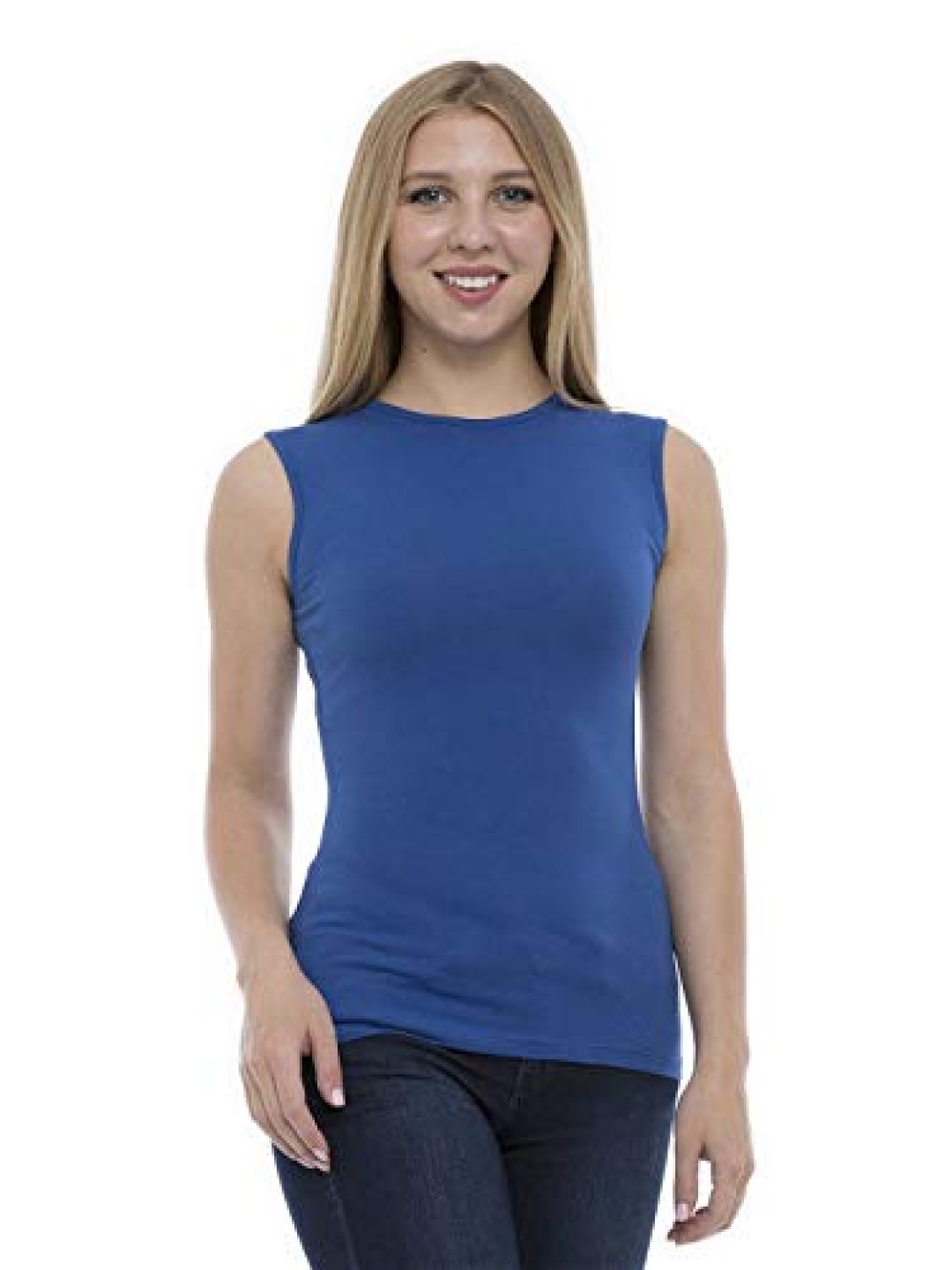 

NOTWILD Women Solid Round Neck Cotton T-shirt, Blue