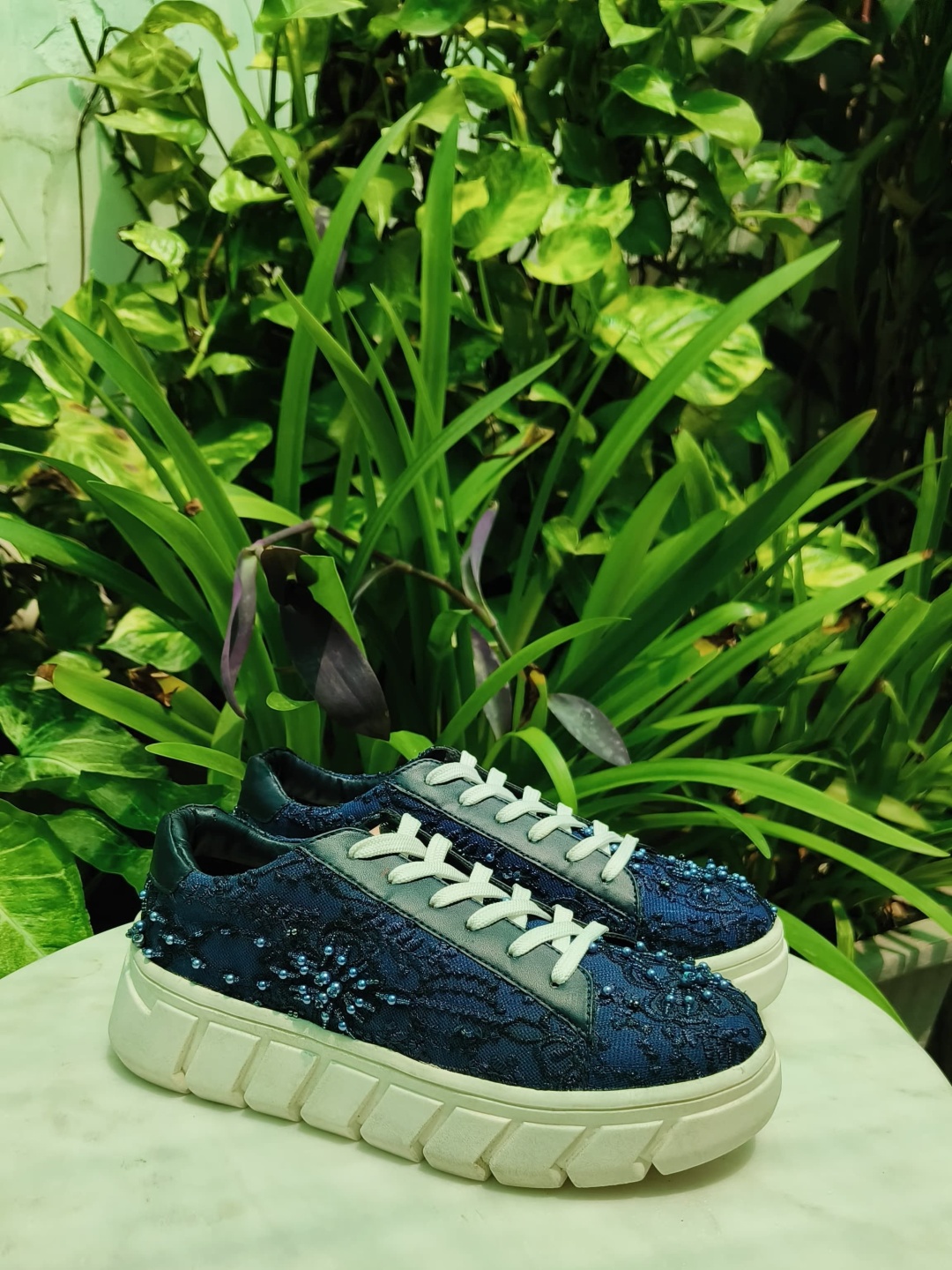 

Fresh 1947 Feet Women Woven Design Customizable Shoes, Blue