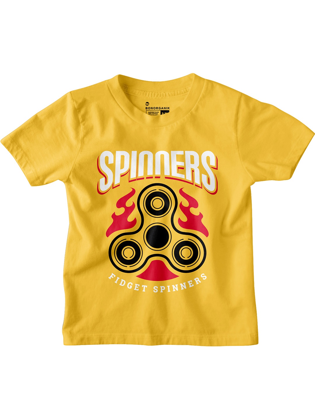 

BonOrganik Boys Graphic Printed Round Neck Cotton T-shirt, Yellow