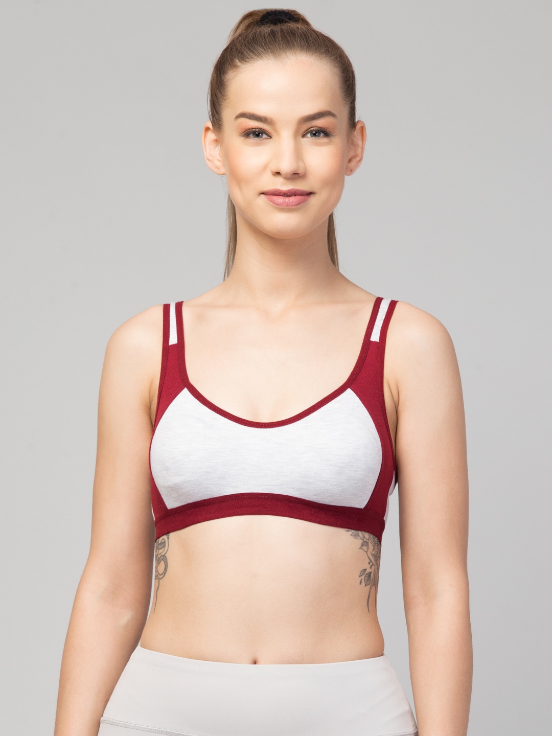 

ULLAS Cotton Full Coverage Workout Bra, Maroon
