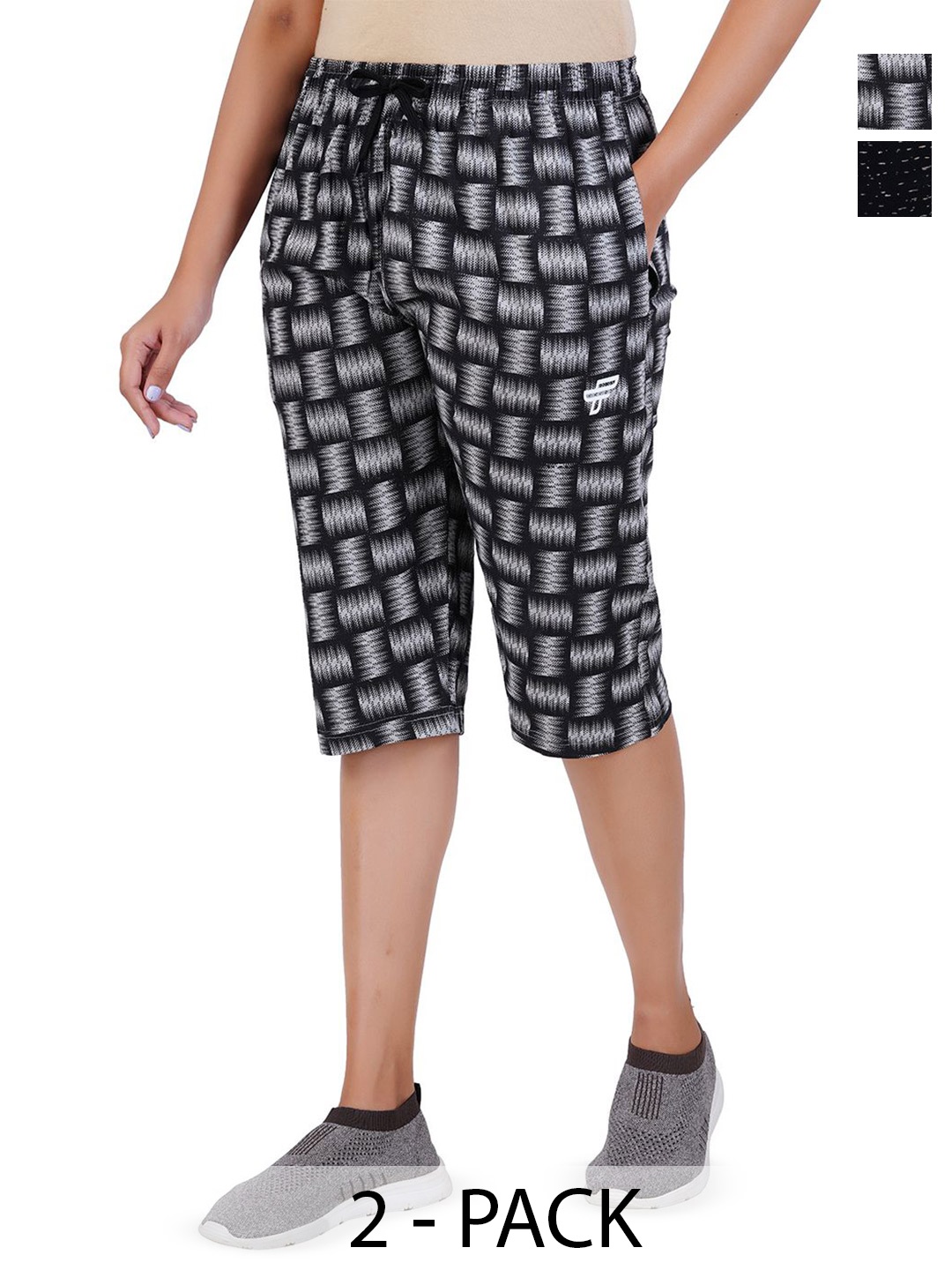 

FEEL TRACK Women Printed Capris, Grey