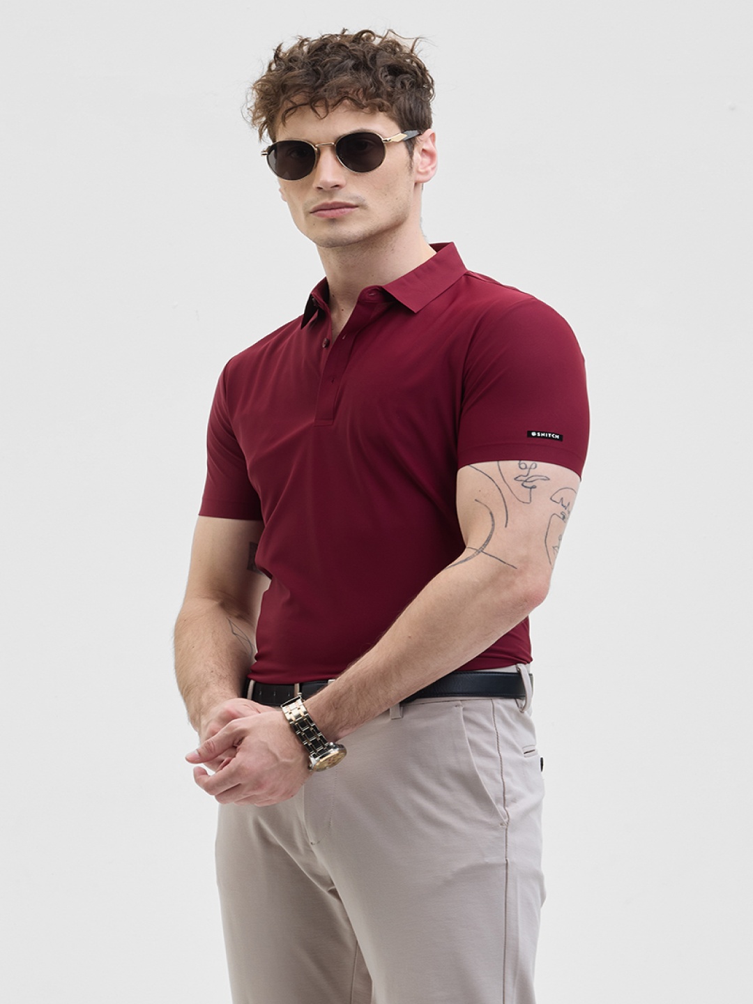 

Snitch Men Polo Collar Slim Fit T-shirt, Burgundy