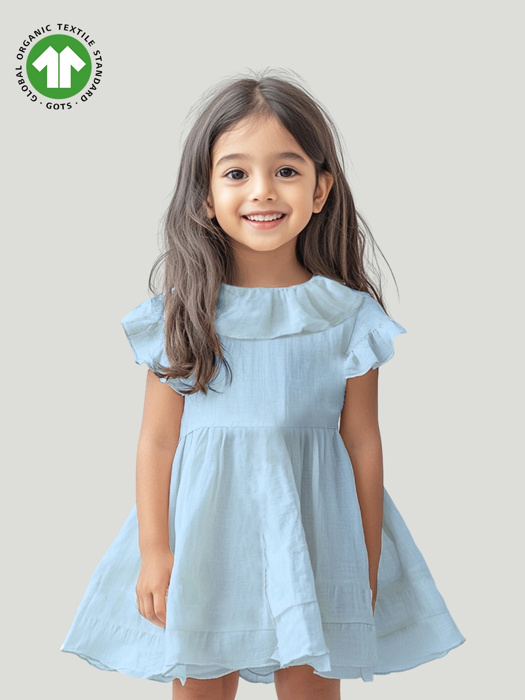 

Kidbea Girls Pure Linen Fit & Flare Dress, Blue