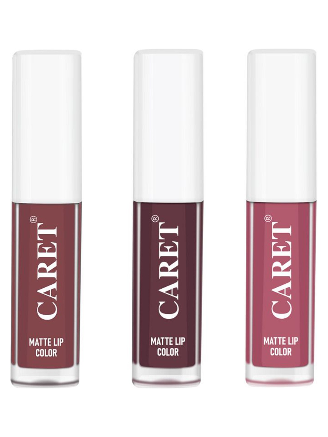 

CARET ORGANIC Made With Love Set Of 3 Long Stay Mini Liquid Lipsticks -2ml Each- 1-7-2, Brown