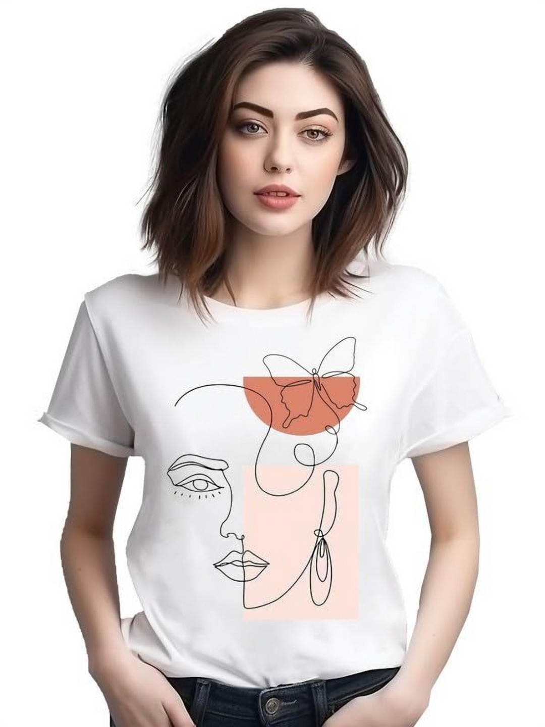 

VLAM Women Printed Cut Outs T-shirt, White