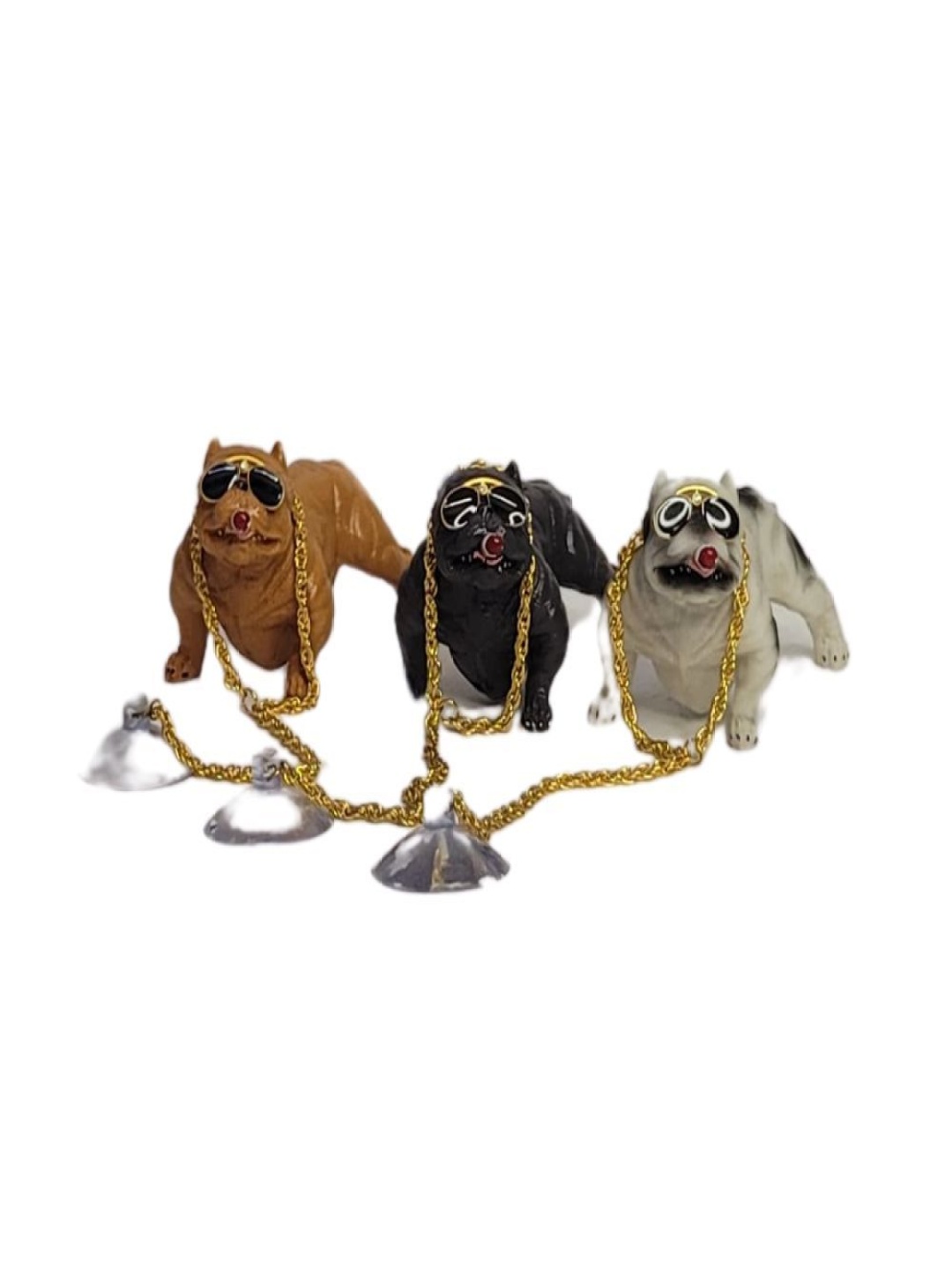 

Wonderland 3 Pieces Bulldog Dog Birds and Animals Figurine Showpiece, Black