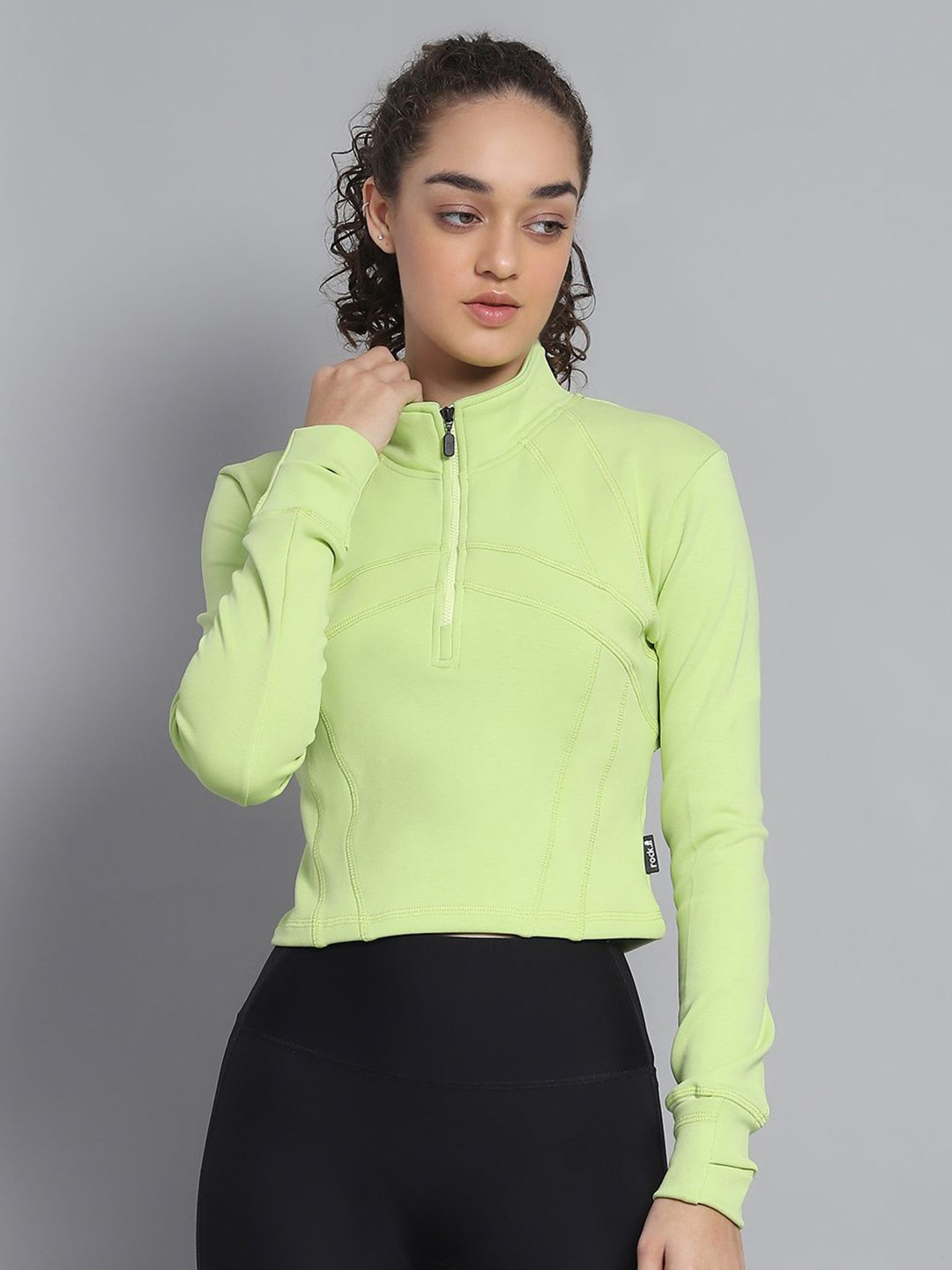 

rock.it Women Mock Collar Sweatshirt, Green