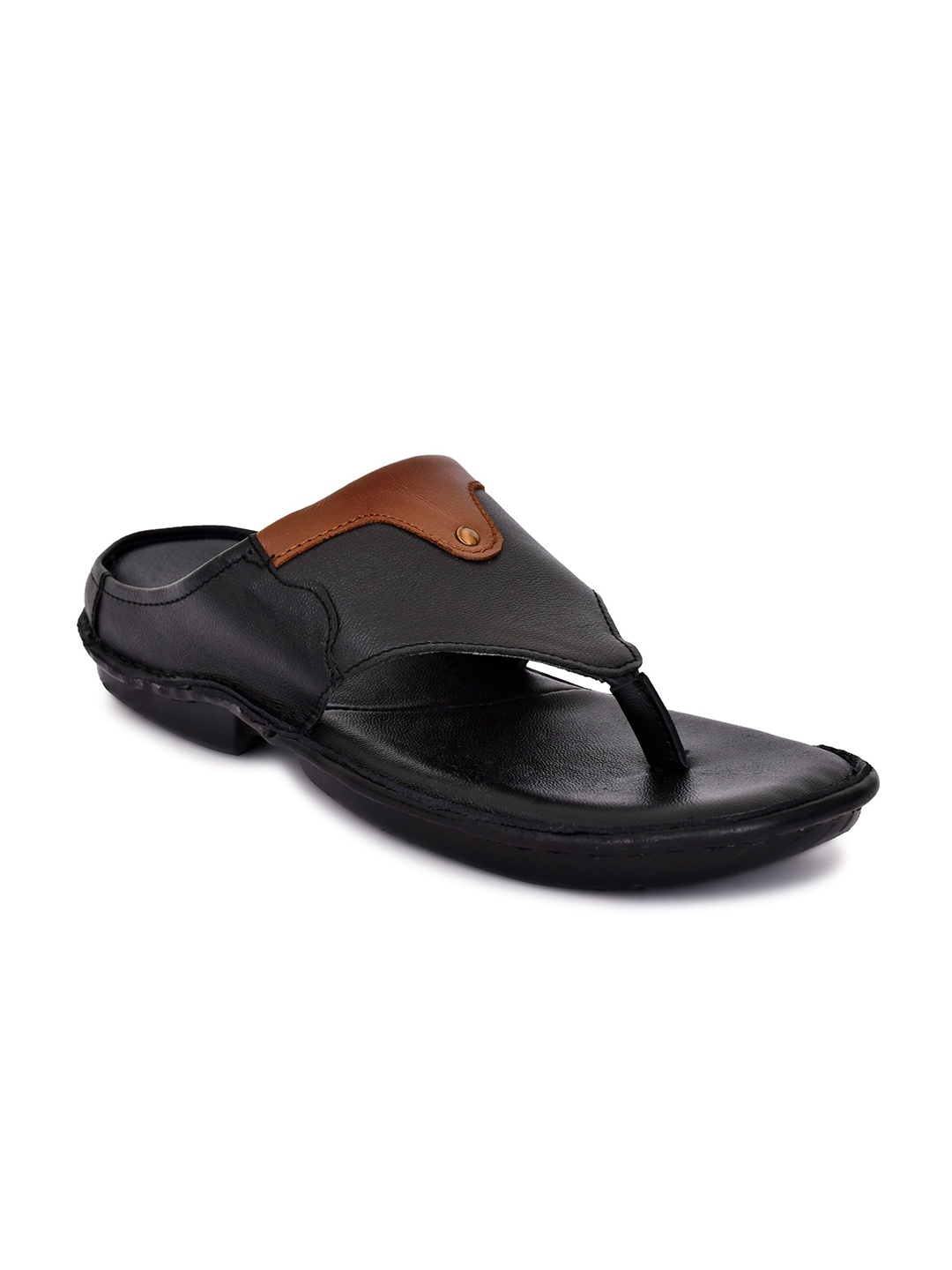 

ROYAL CRUZZ Men Leather Slip-On Comfort Sandals, Black