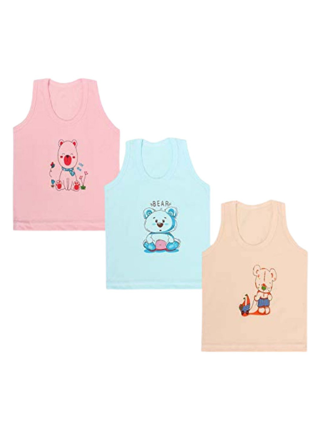 

Superminis Kids Pack Of 3 Pure Cotton Innerwear Vests, Pink