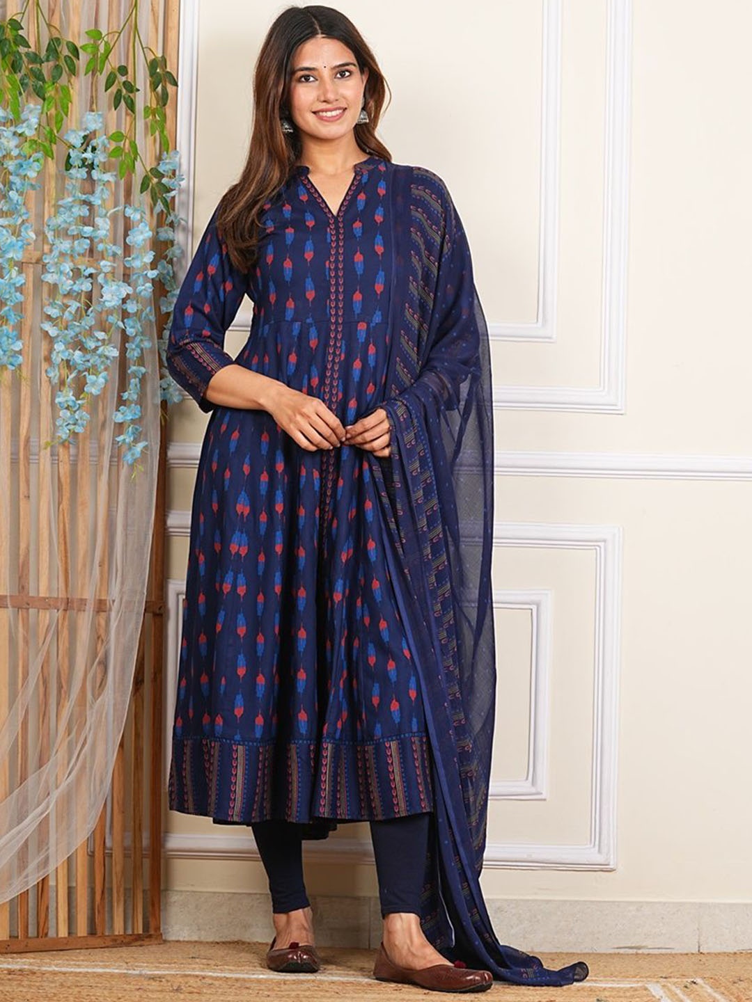 

YASH GALLERY Women Printed Anarkali Kurta, Blue