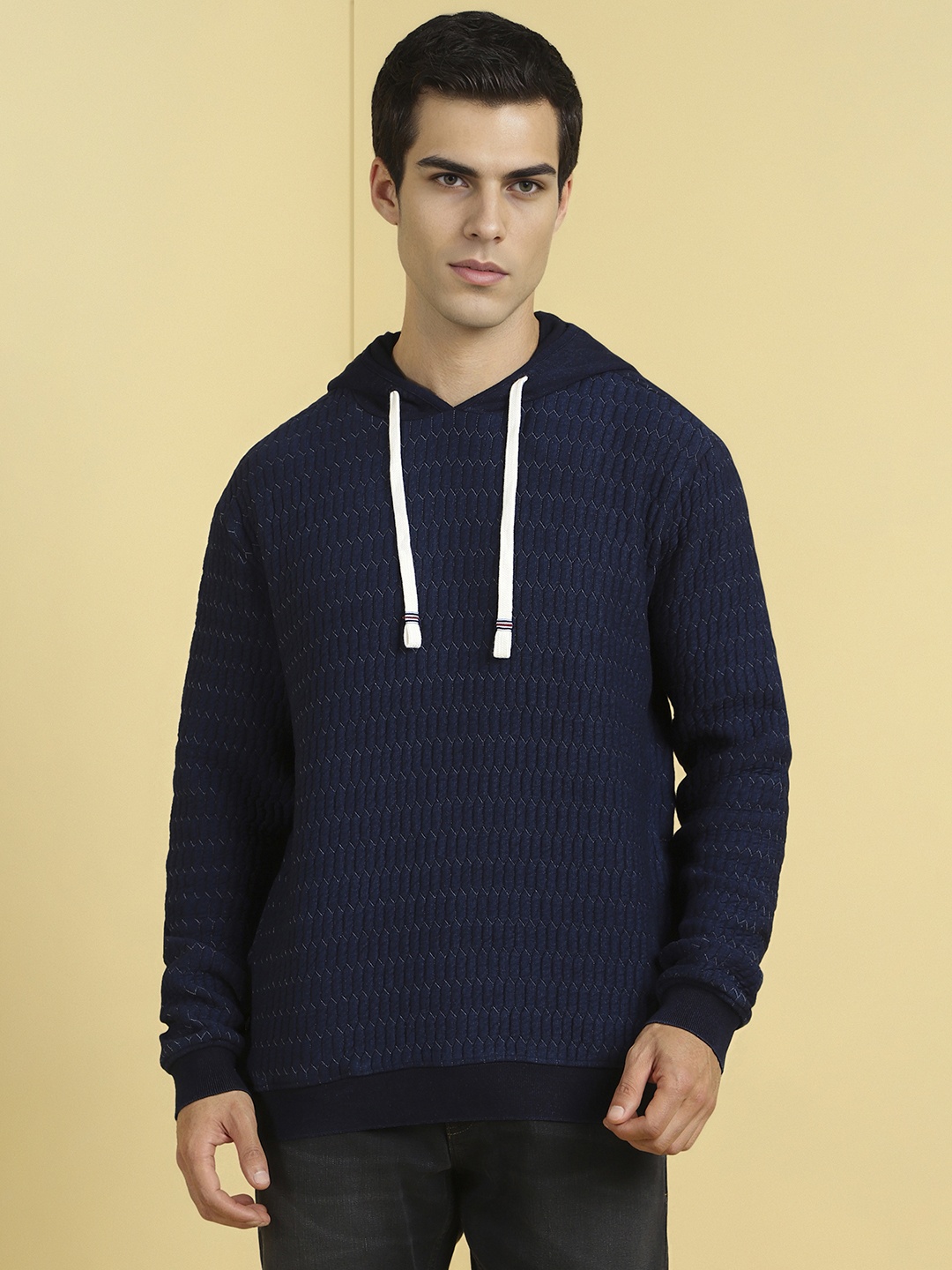 

Allen Solly Men Hooded Sweatshirt, Navy blue