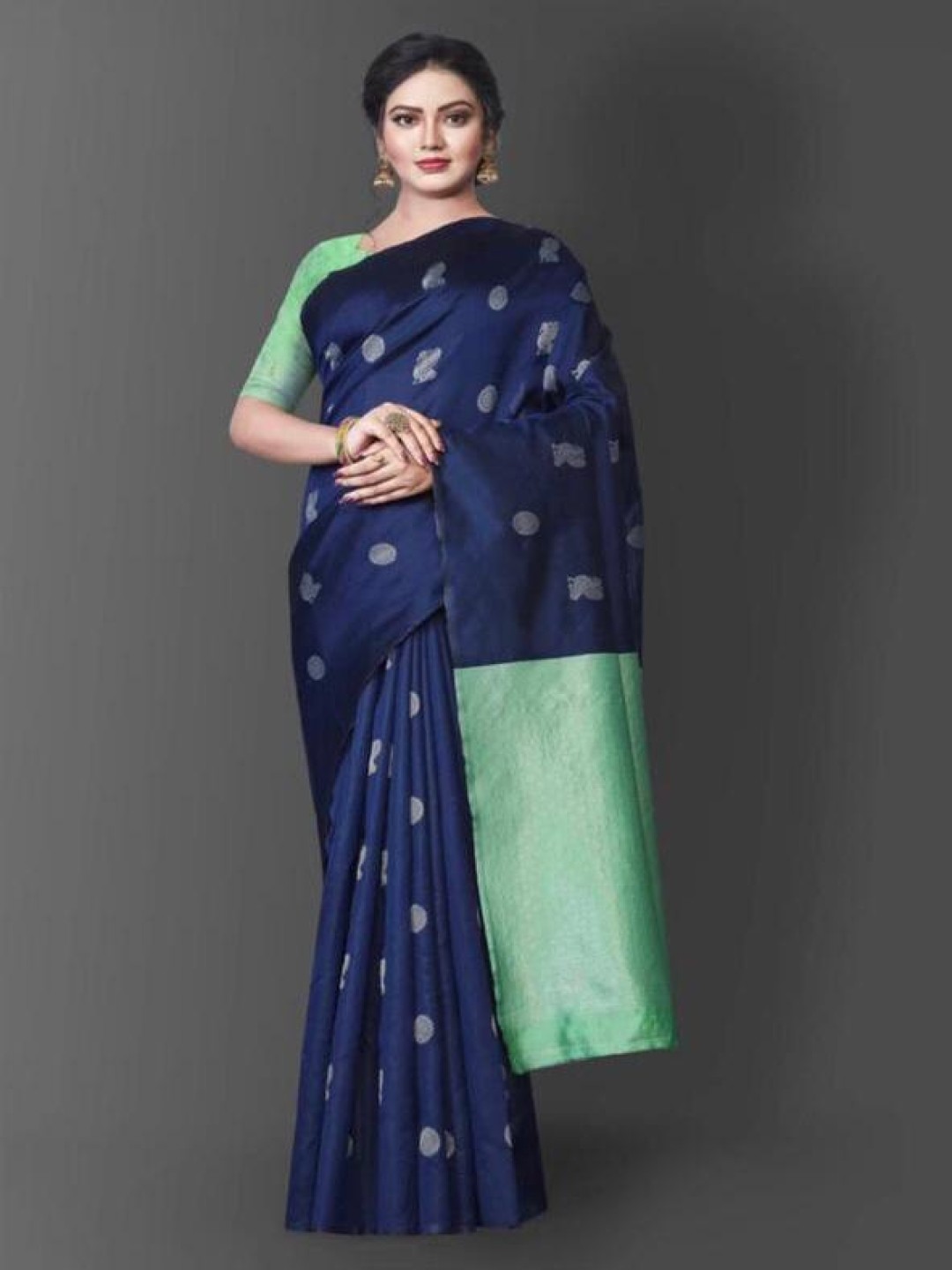 

Manu Designer Ethnic Motifs Woven Design Zari Saree, Blue