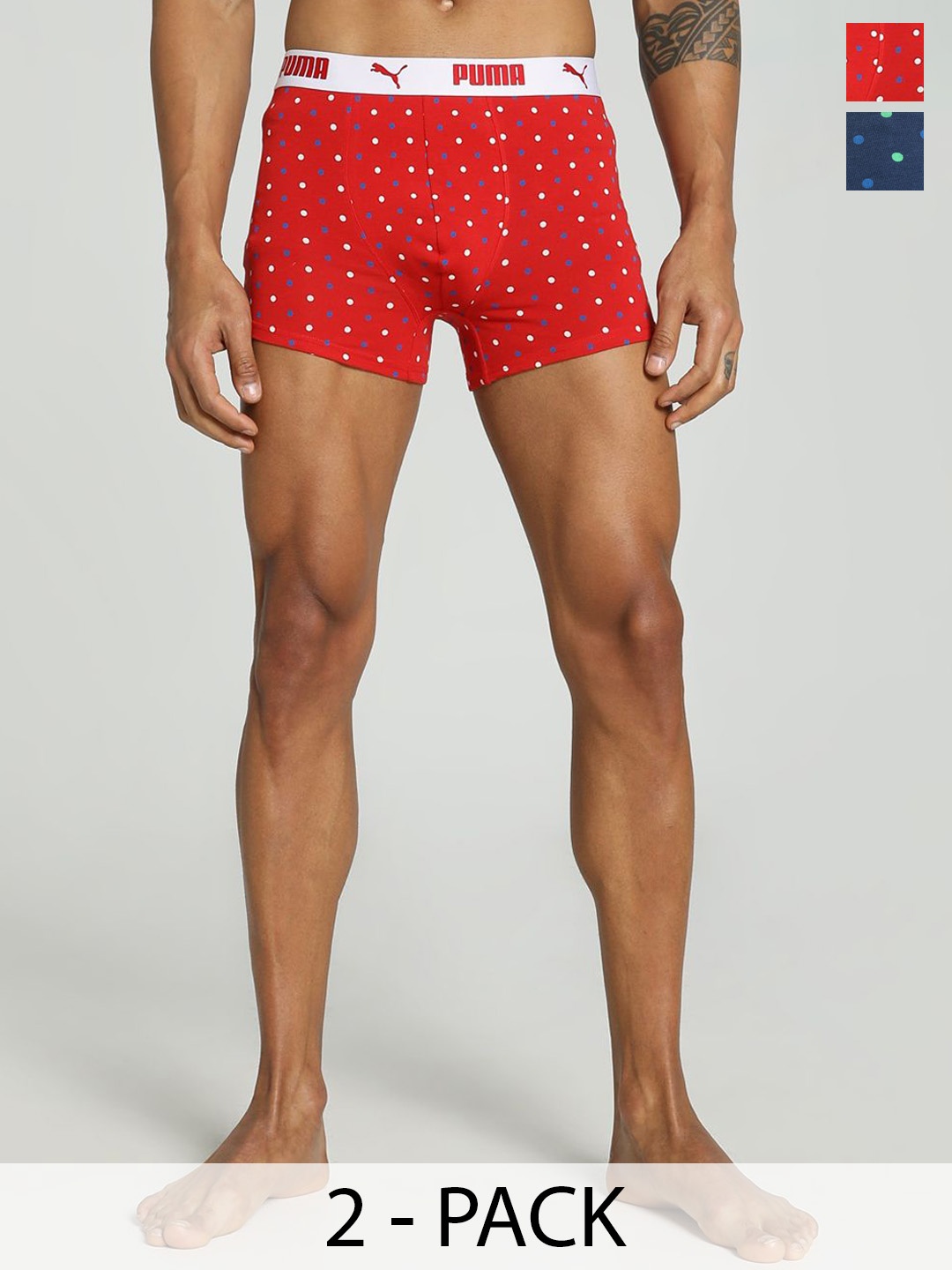 

Puma Men Pack Of 2 Stretch Printed Short Trunks - 67870701, Blue