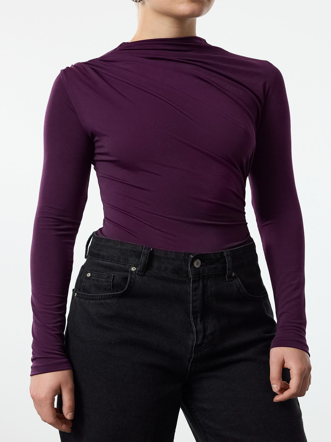 

Trendyol High Neck Long Sleeves Bodysuit, Purple