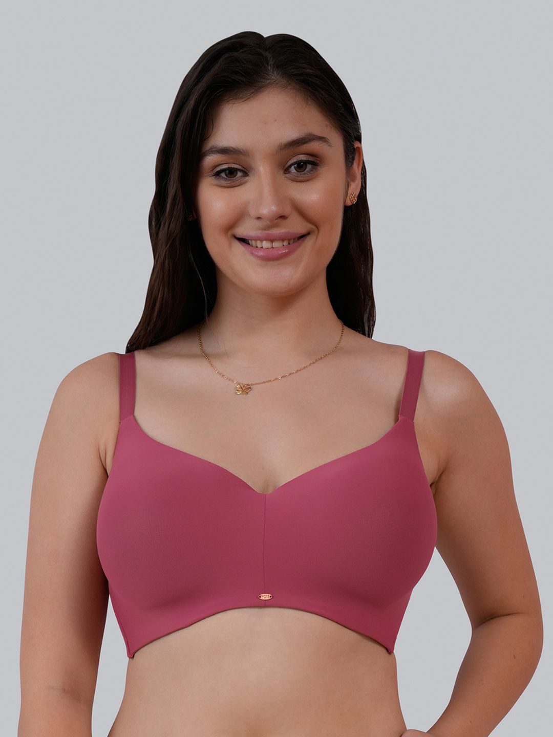 

Soie Women Full Coverage Padded Non-Wired Ultra Soft Seamless Bra, Rose