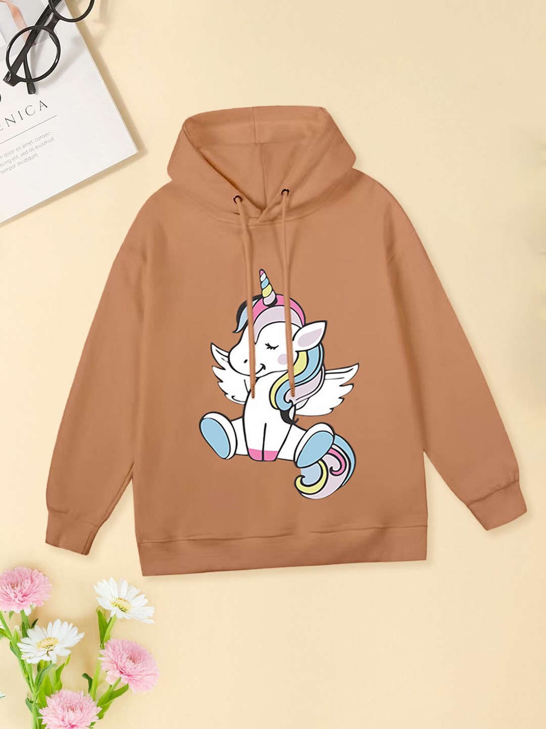 

FOREVER FRIDAY Girls Printed Hooded Fleece Sweatshirt, Bronze