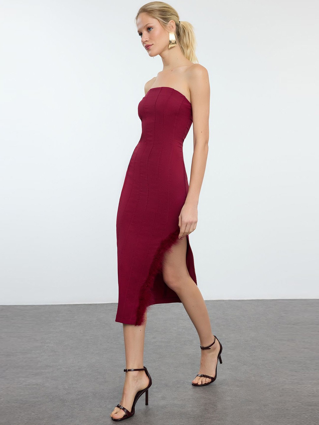 

Trendyol Bodycon Midi Dress, Na