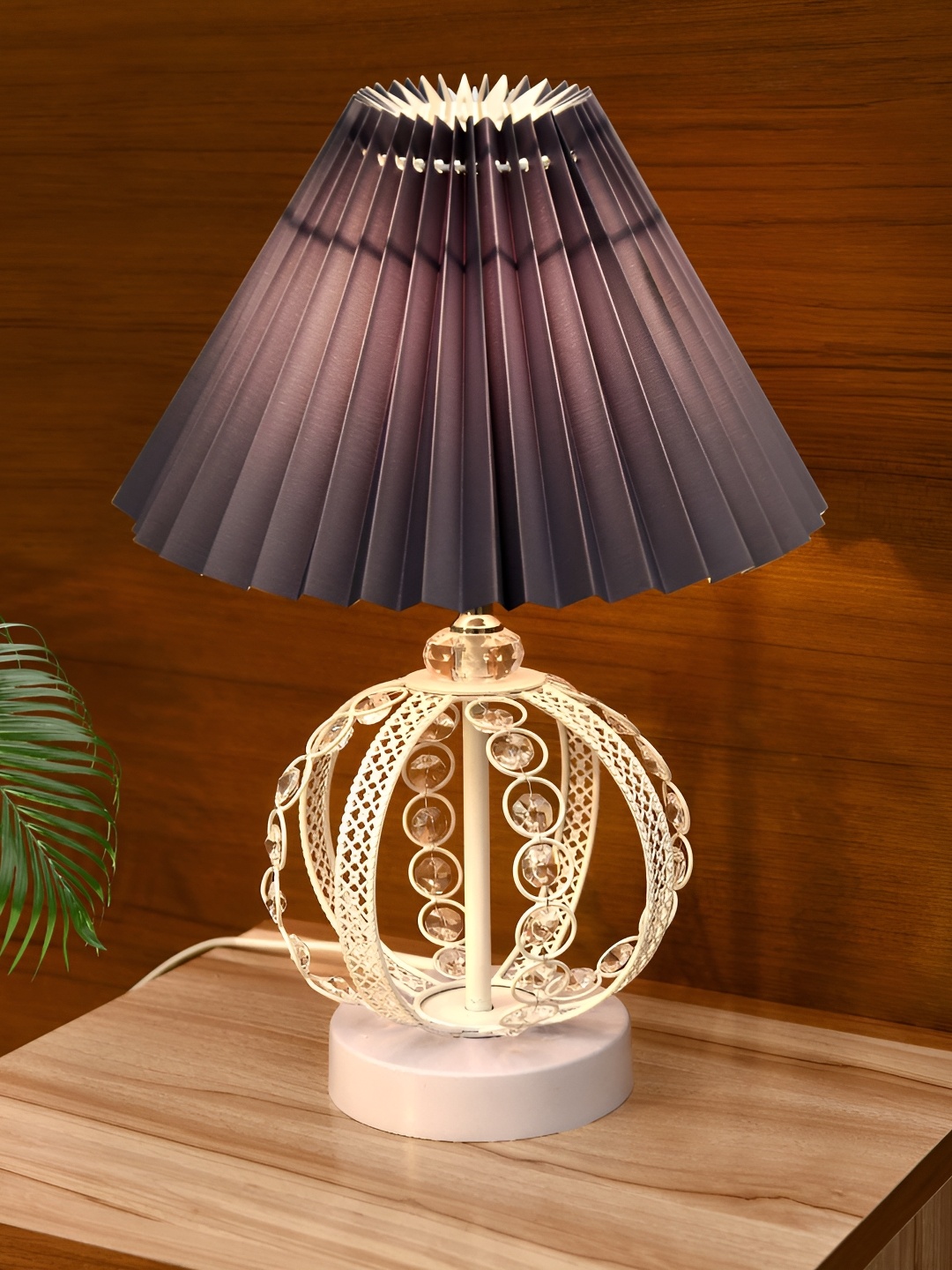 

Homesake Grey & White Textured Frustum Shaped Table Lamp