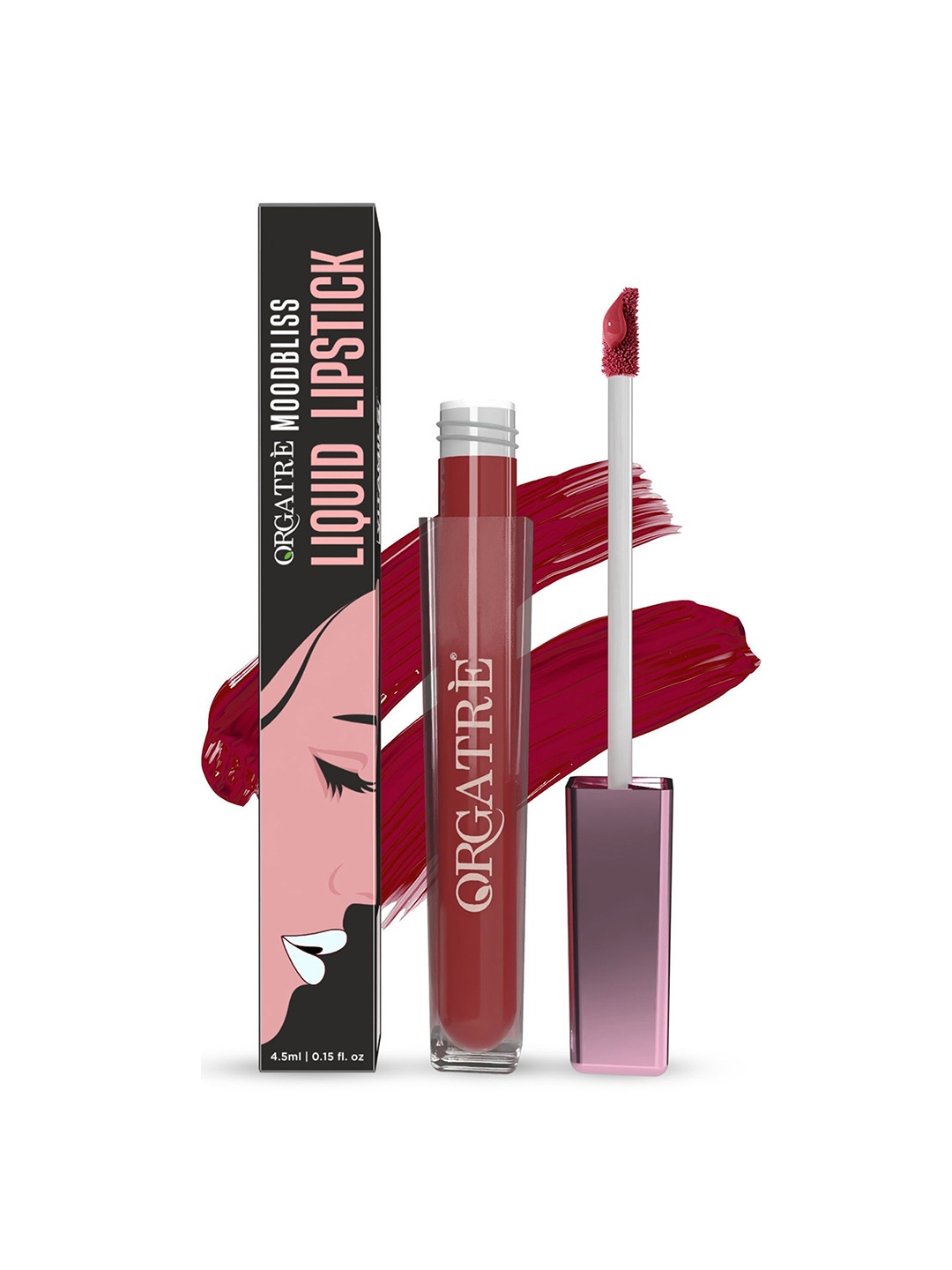 

Orgatre Mood Bliss Long-Lasting & Hydrating Liquid Lipstick- 4.5 ml- Ebon Rouge 21, Maroon