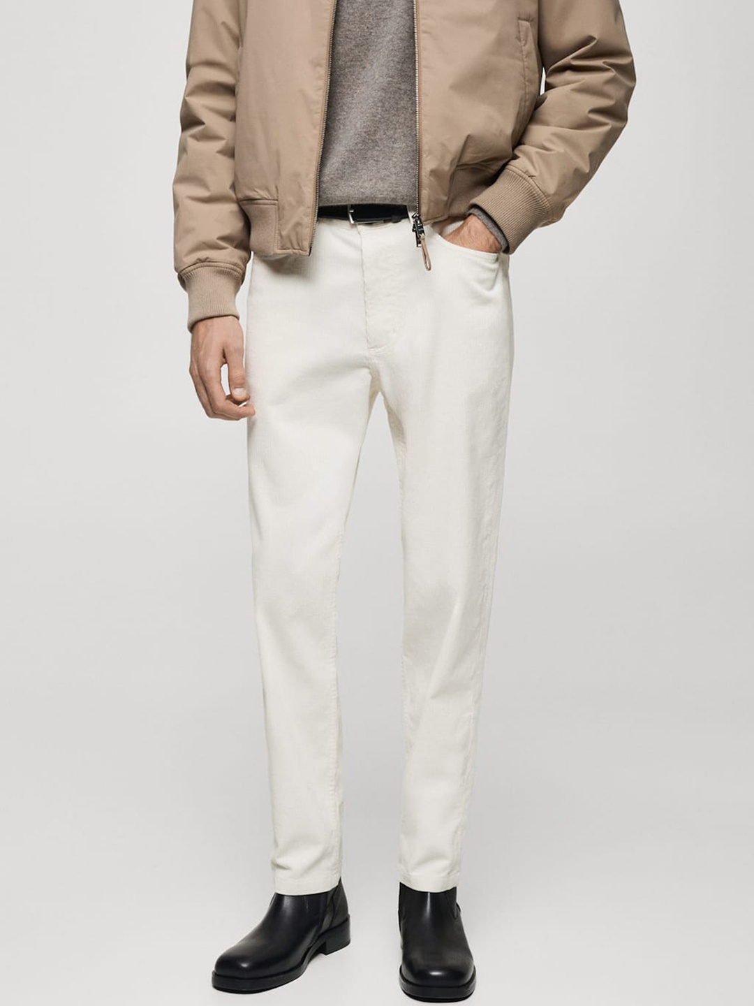 

MANGO MAN Corduroy Trousers, White