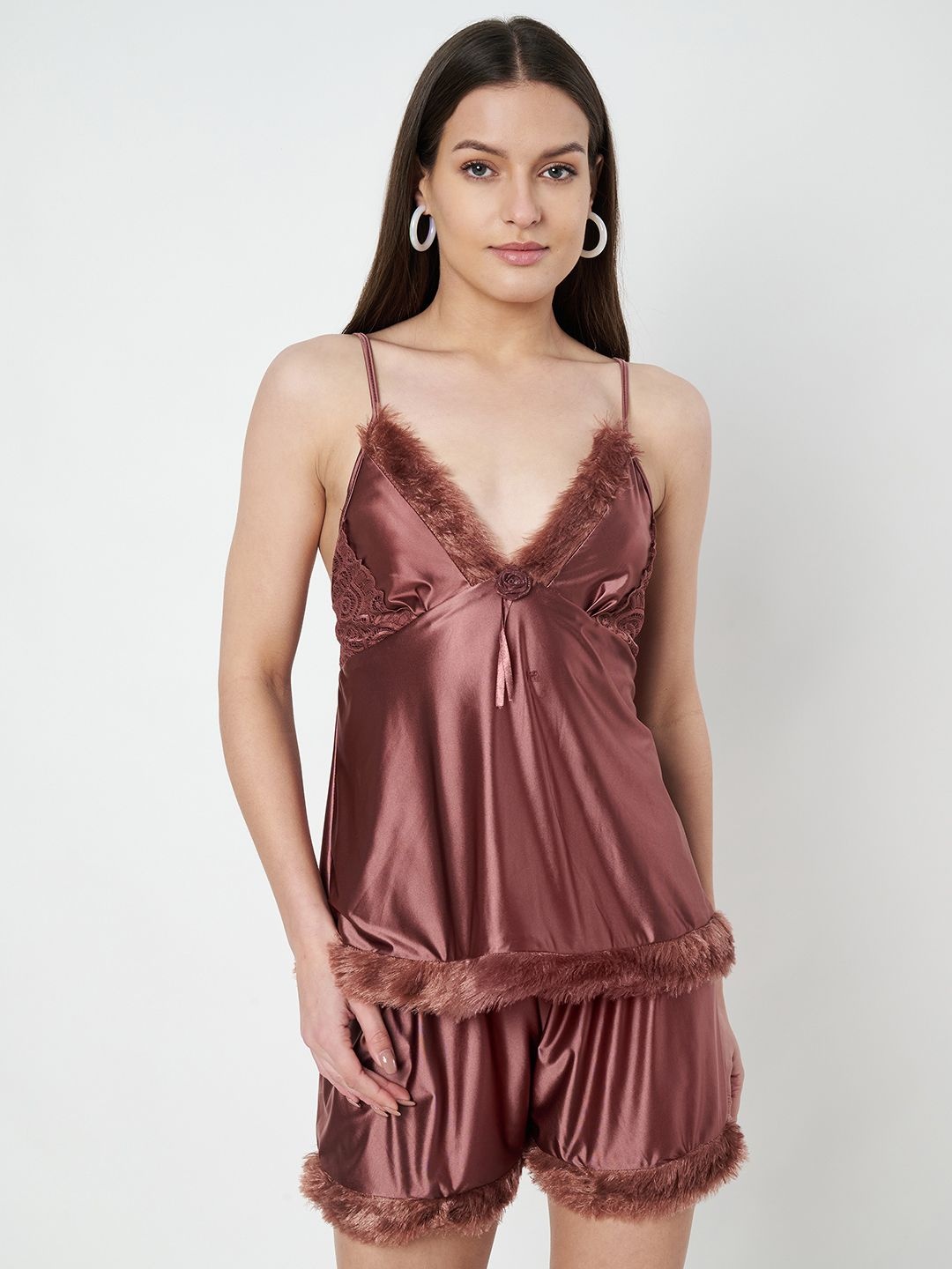 

KOI SLEEPWEAR Women Satin Night suit, Brown