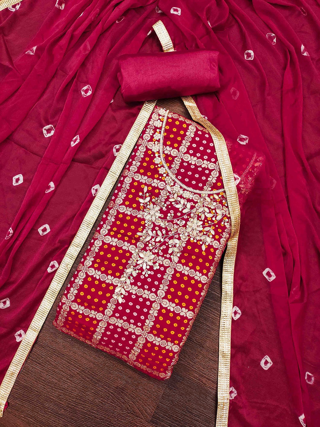

KALINI Unstitched Dress Material, Pink