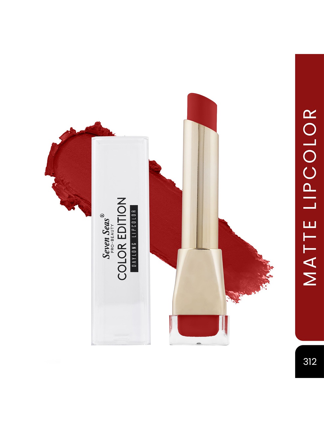 

Seven Seas Color Edition Day Long Waterproof Smudgeproof Lip Color - 3.5 g - 312, Red