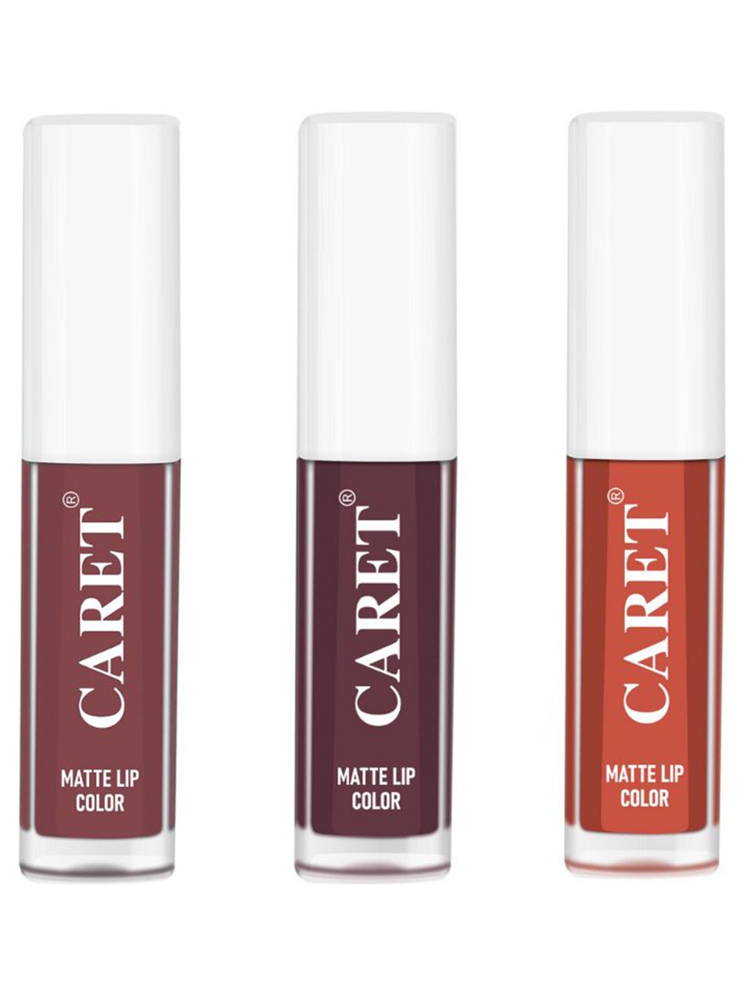 

CARET ORGANIC Set Of 3 Super Pigmented Liquid Matte Lipsticks - 6 ml - 1-7-6, Brown