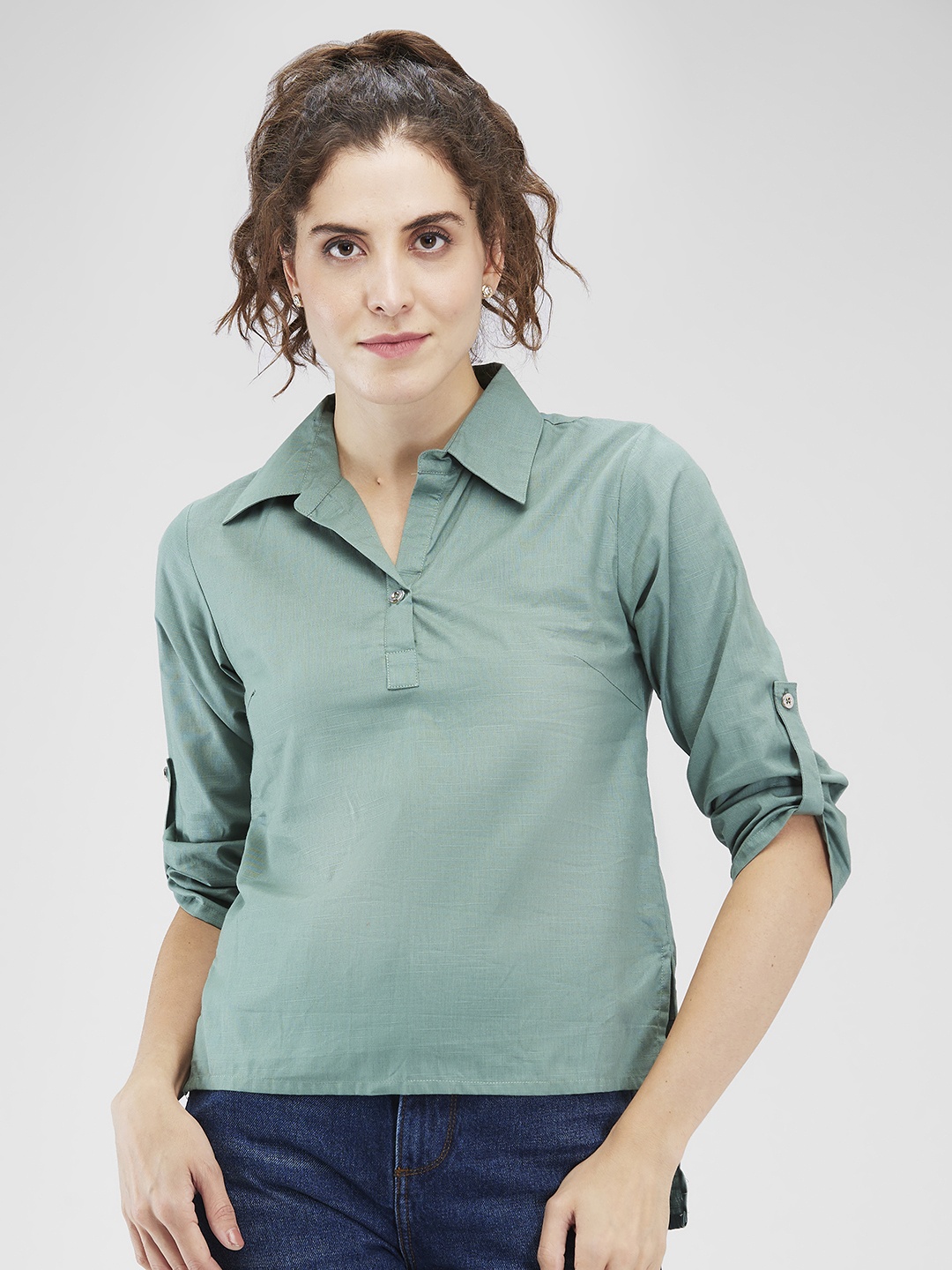 

Iti Women Opaque Casual Shirt, Green