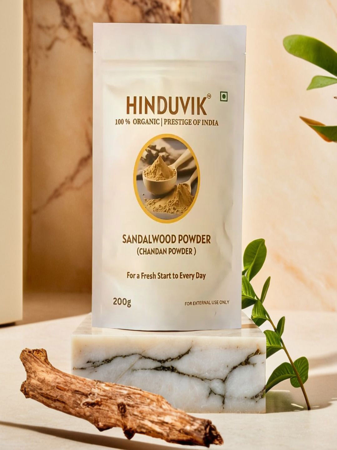 

HINDUVIK Natural Sandalwood Powder - 200 g, Yellow