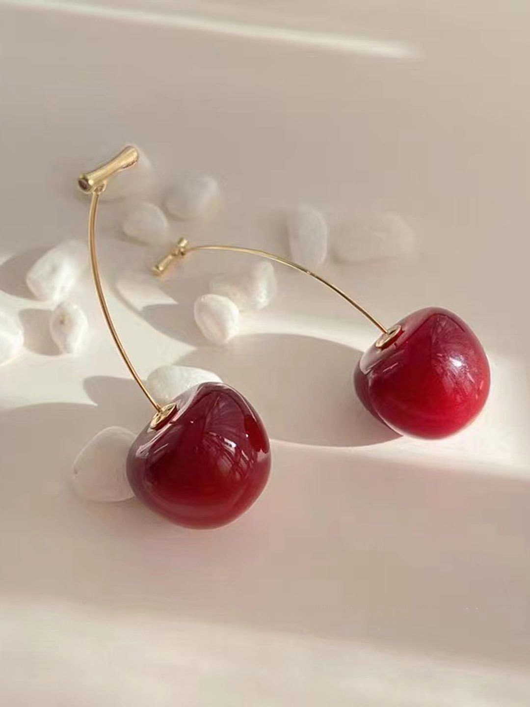 

BEYTER Red Cherry Sterling Silver Contemporary Drop Earrings