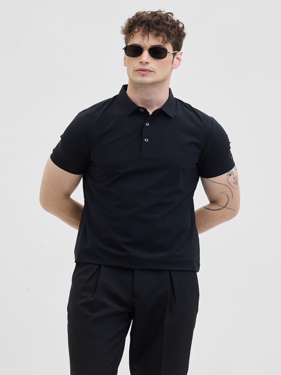 

Snitch Men Polo Collar Slim Fit T-shirt, Black